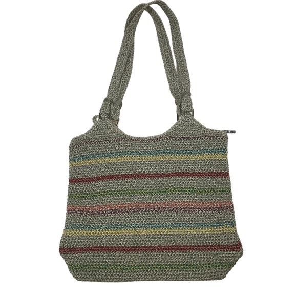 THE SAK Belle Crochet Voyager Colorful  Striped Boho Shoulder Beach Tote Bag - Picture 2 of 16
